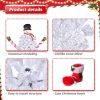 6.5ft Automatic Tree Structure Snowman Shape PVC Material 700 Branches White Flocking 140 Lights Cool Color 8 Modes Christmas Tree