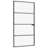 Interior Door Black 40.2"x79.3" Tempered Glass&Aluminum Slim