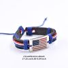 Flag Shape Pattern Braided Bracelet With PU Leather Chain Independence Day Presidents Day Decoration